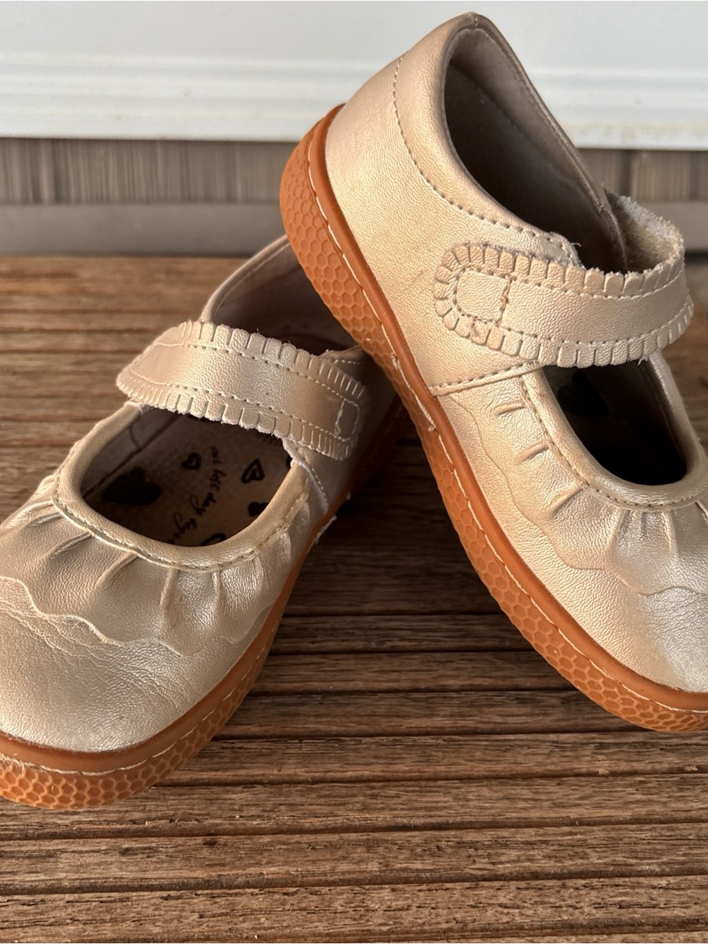 Kids Gold Metallic Mary Jane Shoes with Hook-and-Loop Strap 8 - Picture 2 of 12